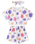 WESIDOM Toddler Girl Clothes Baby Girls Outfits 6M-5T Summer Floral Print Shirt+Shorts+Headband 3pcs Baby Clothing