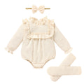GRNSHTS Newborn Baby Girl Clothes Ruffle Rompers Toddler Fall Outfits for Girls Set Little Girl Fall Winter Clothing(Apricot12-18M)