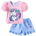 VIKITA Big Girls Clothes pink tshirts & blue shorts back to school outfits Summer Clothing Sets (PS540110T)