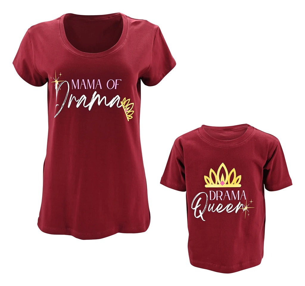Drama Mama Matching Mommy and Me Outfits Mom Daughter Shirts Mothers Day Outfits Mama Mini Clothing (6Y Plum)