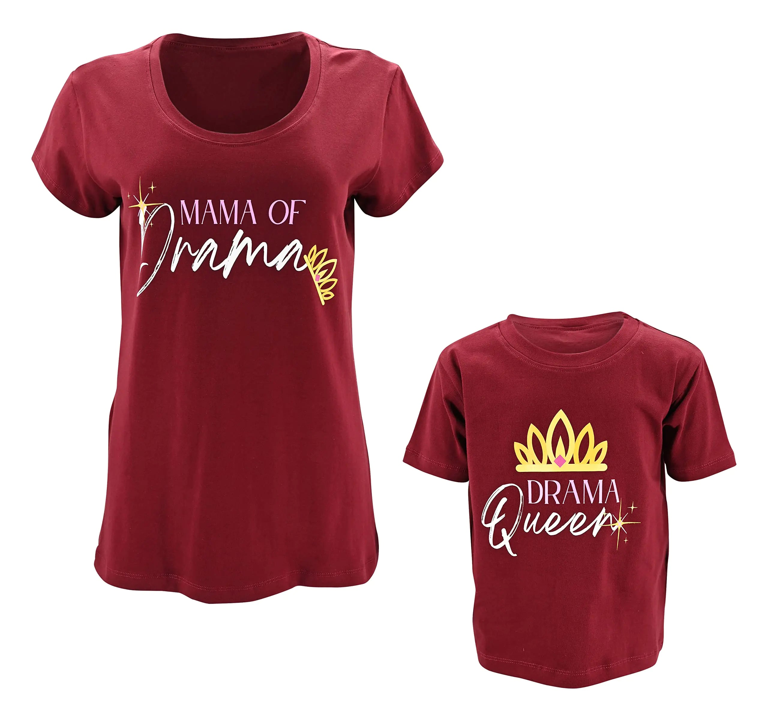 Drama Mama Matching Mommy and Me Outfits Mom Daughter Shirts Mothers Day Outfits Mama Mini Clothing (6Y Plum)