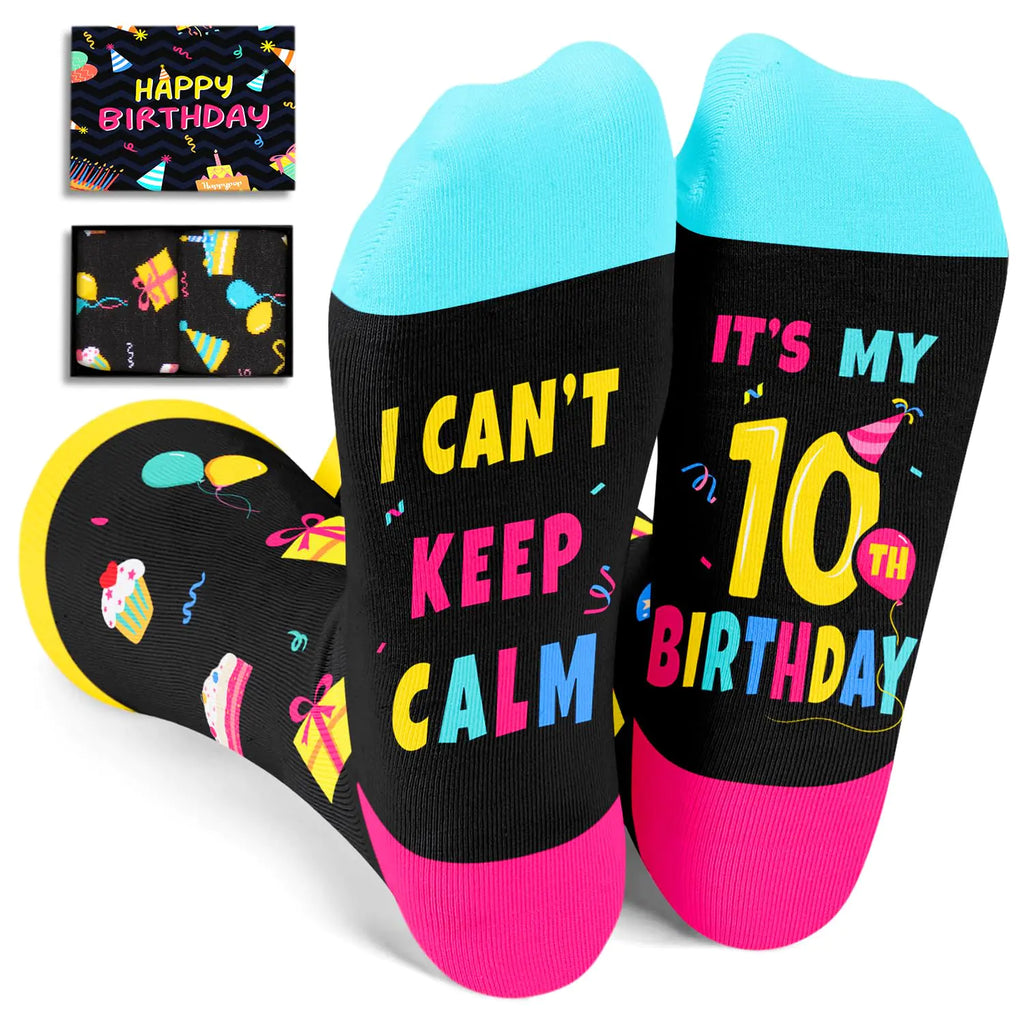 HAPPYPOP 10 Year Old Birthday Gifts Ideas Socks - Gifts for Tween Girls Boys Age 10 Ten Year Old Gifts for Kids Presents for 10 Year Olds