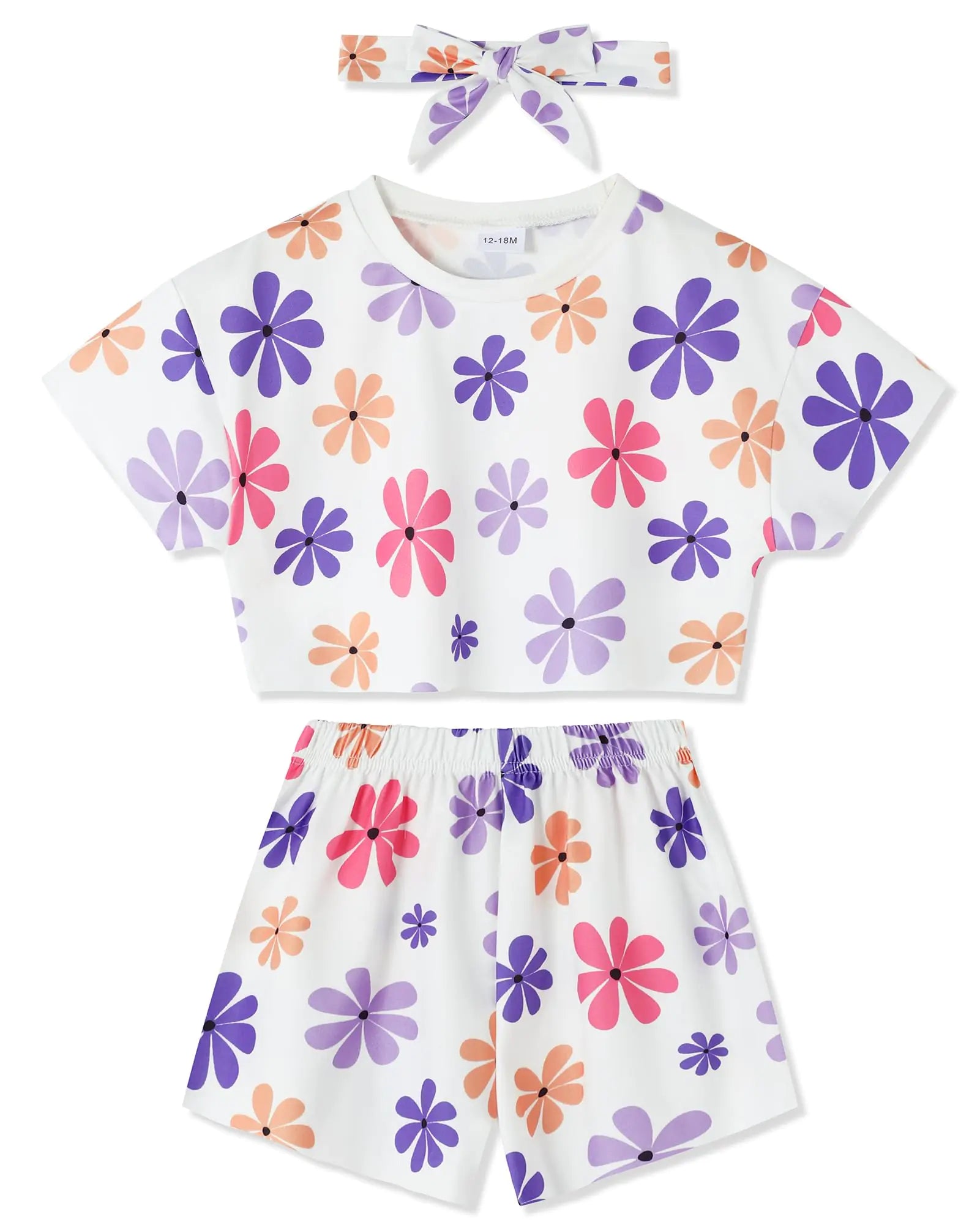 WESIDOM Toddler Girl Clothes Baby Girls Outfits 6M-5T Summer Floral Print Shirt+Shorts+Headband 3pcs Baby Clothing