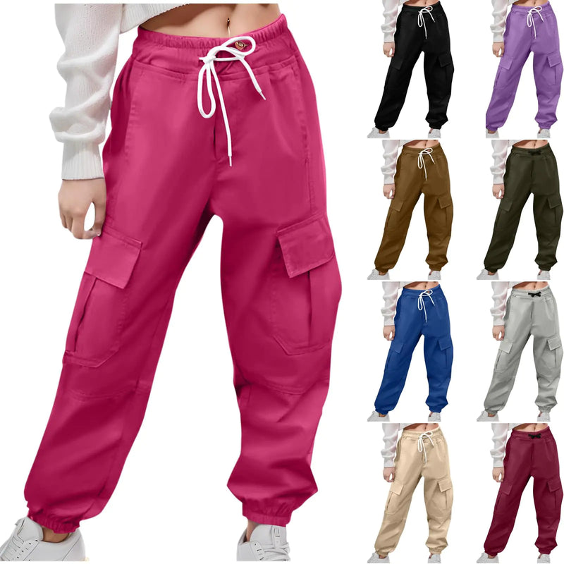 Girls Clothing Cargo Pants for Girls Cute Trendy Drawstring Baggy Joggers Pantalones Preppy School Outfits Little Girls Teen Clothes Baggy Pants for Girls
