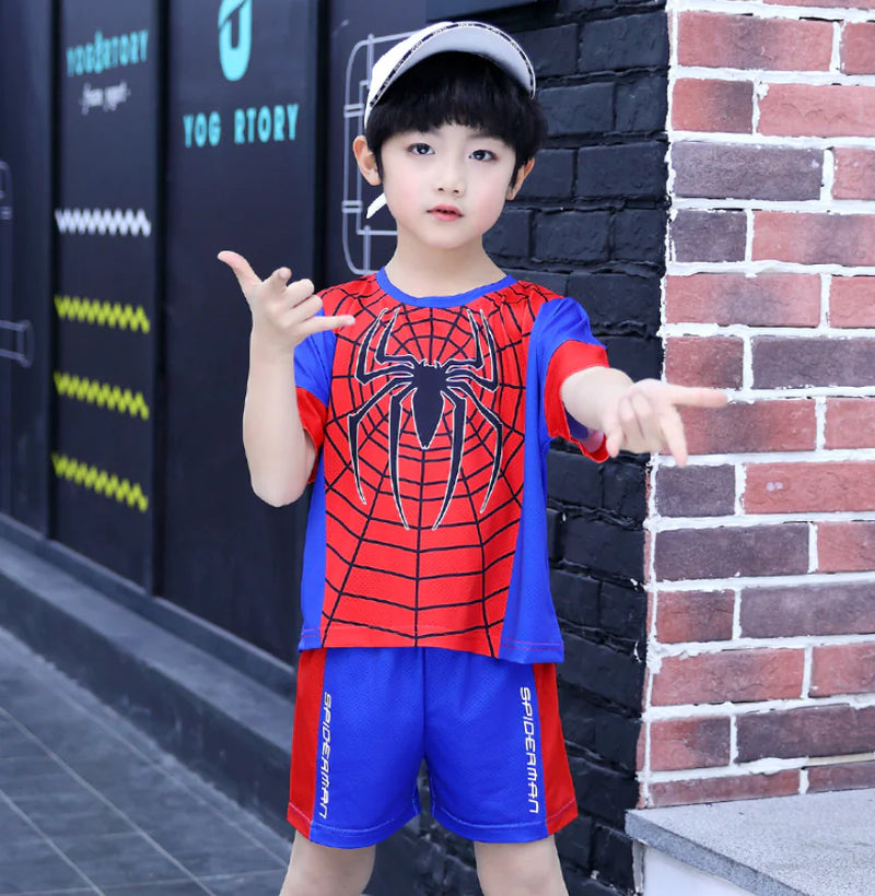 Spider-Man and Ultraman Summer Outfits for Boys